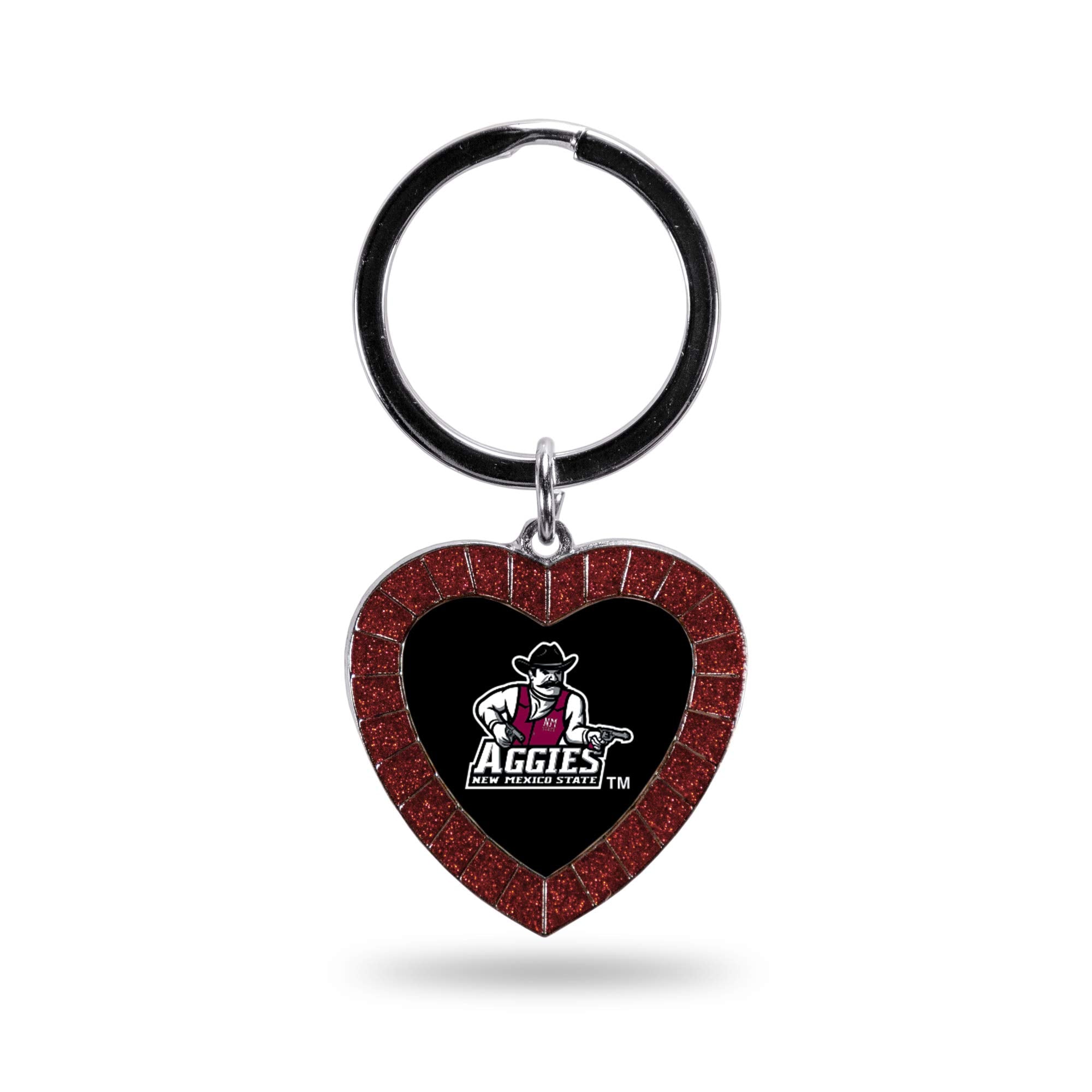 Rico Industries Ncaa New Mexico State Aggies Ncaa Rhinestone Heart Colored Keychain, Maroon, 3-Inches In Length