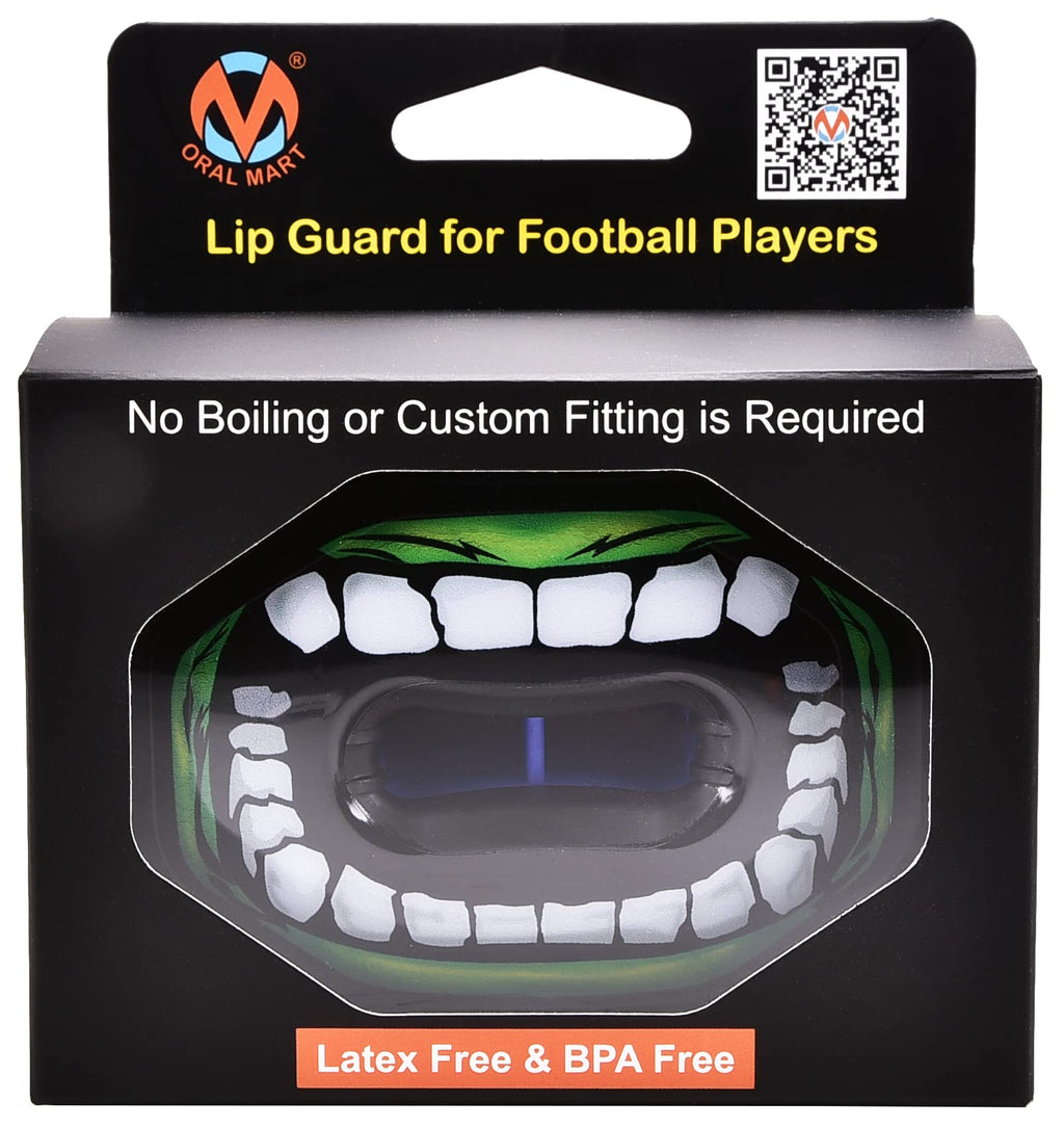 Oral Mart Football Mouth Guard (Green Monster) - Lip Guard Mouthpiece - Football Mouthguard Pacifier Protector