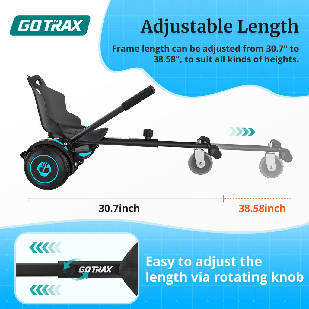 Gotrax HoverflyKart Seat Attachment Accessory for 6.5 8 8.5 10 Self Balancing Scooter, Adjustable Frame Length and Handlebar Con