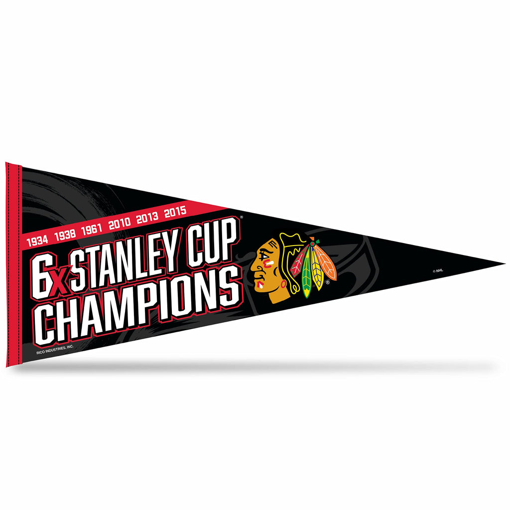 Rico Industries Nhl Hockey Chicago Blackhawks Multi Champ 12'' X 30'' Felt Wall D  Cor Pennant - Great For Home/Bed Room/Man Cav