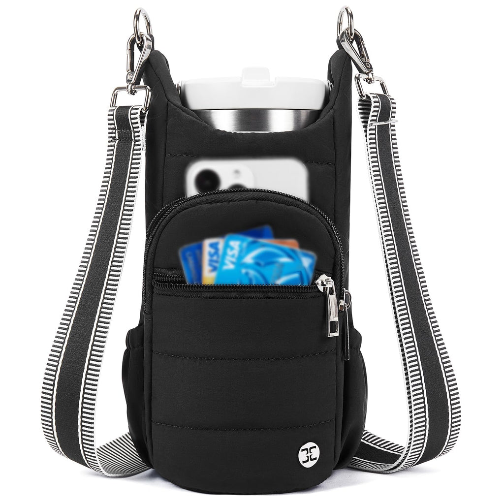Telena Water Bottle Holder With Strap Crossbody Bags For Women For Walking, Hiking, Cycling Black