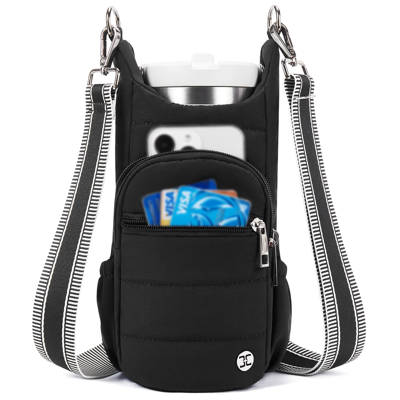 Telena Water Bottle Holder With Strap Crossbody Bags For Women For Walking, Hiking, Cycling Black