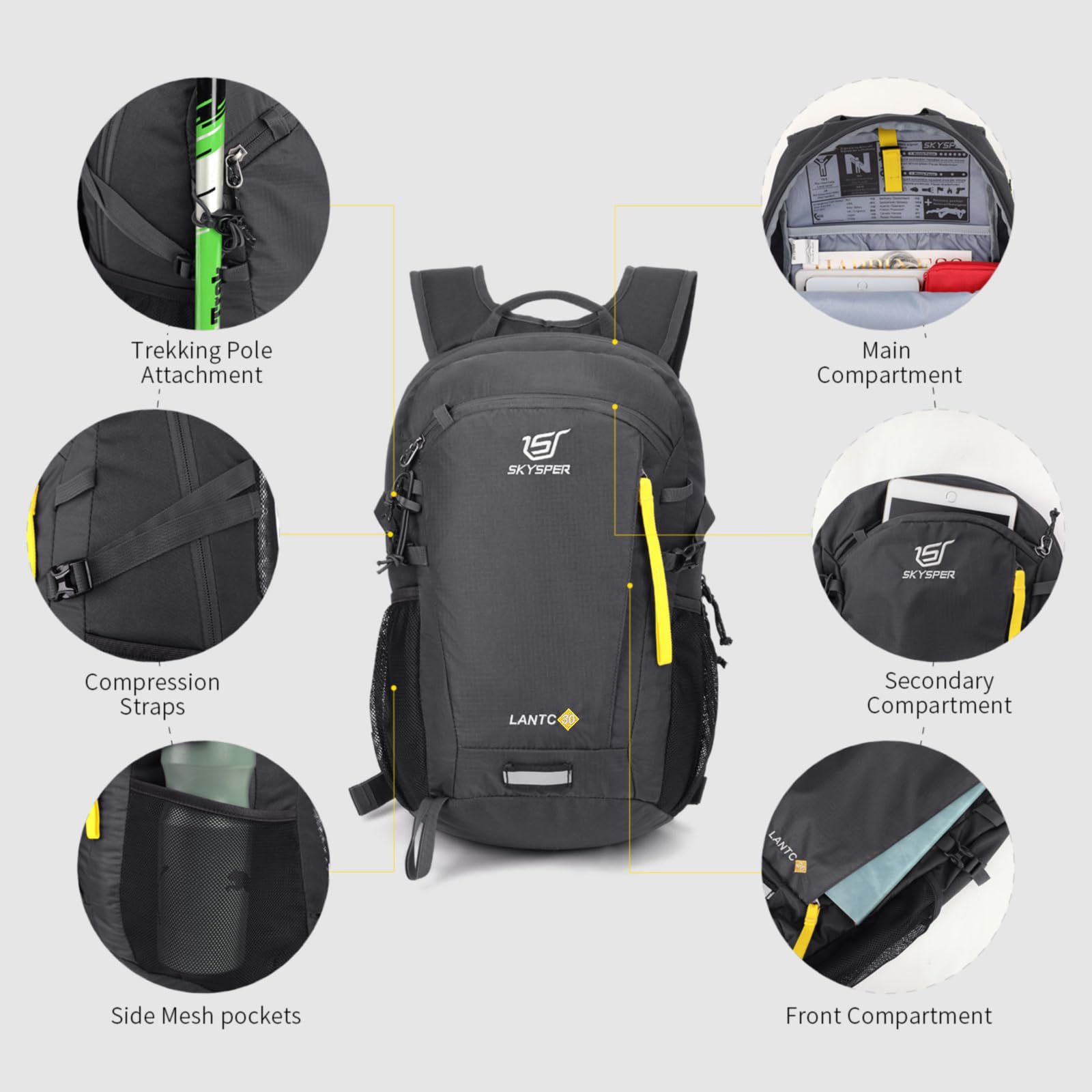 SKYSPER Small Hiking Backpack, 20L/30L Lightweight Travel Backpacks Hiking Daypack for Women Men