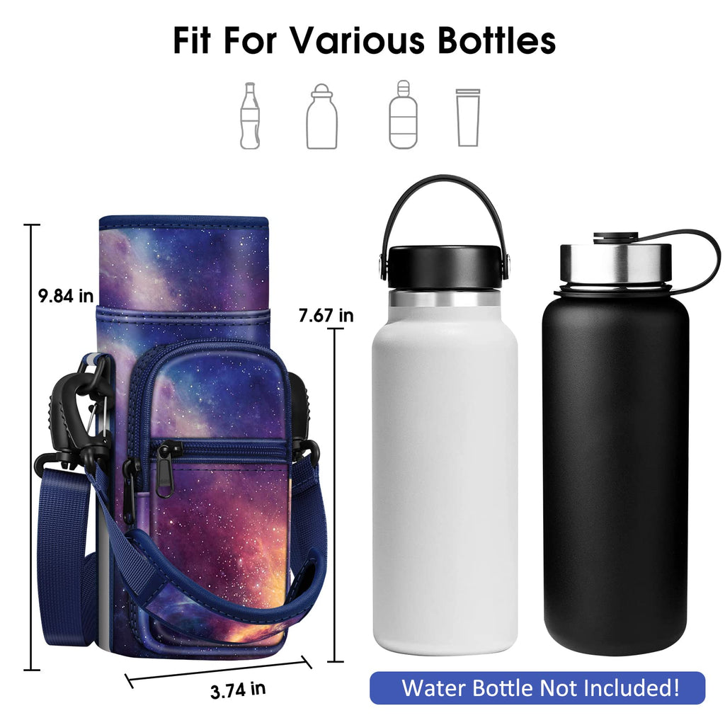 Casebot Water Bottle Carrier Bag Sling Case, Sports Water Bottle Pouch Holder Sleeve With Adjustable Shoulder Hand Strap And 2 P