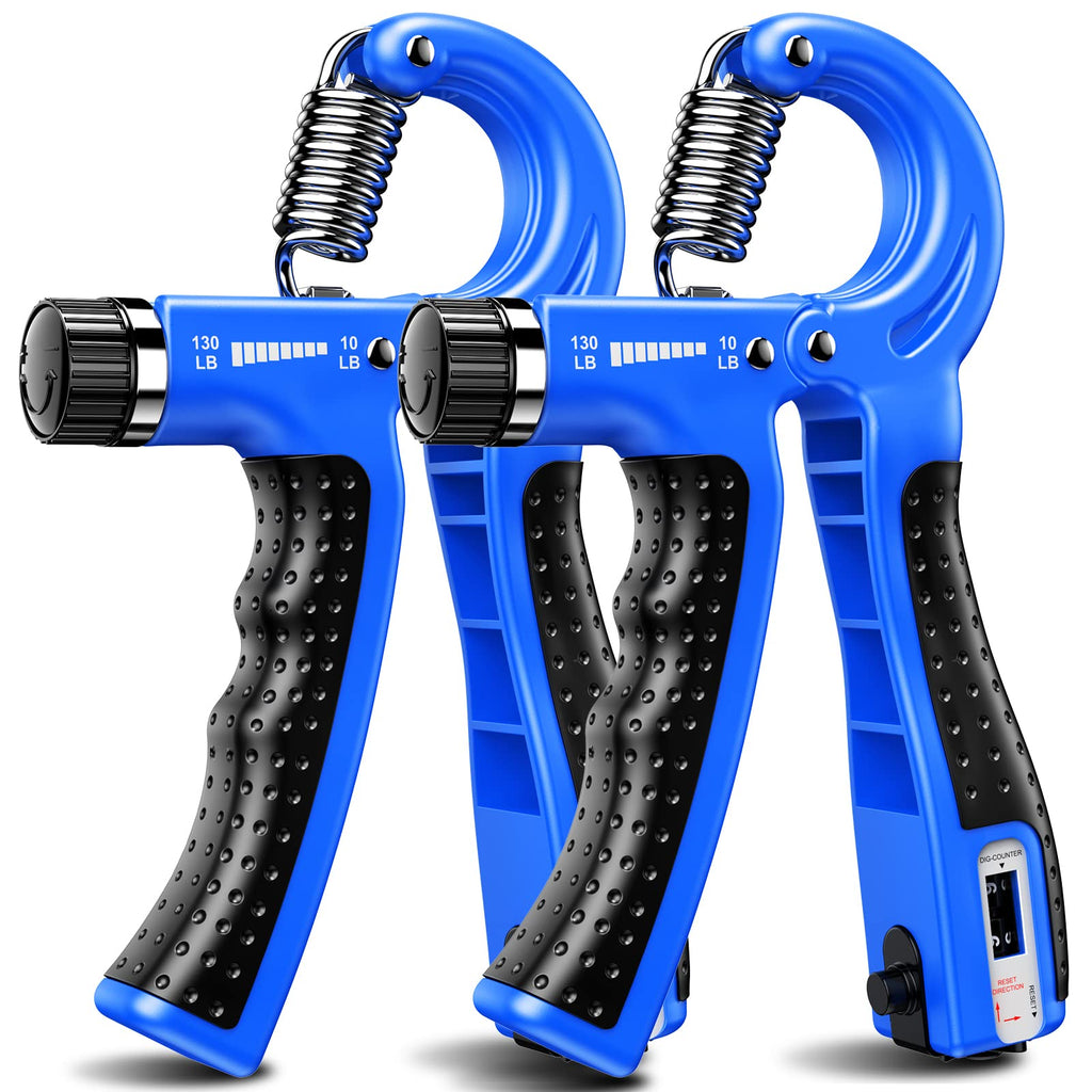 Kdg Hand Grip Strengthener 2 Pack(Blue) Adjustable Resistance 10-130 Lbs Forearm Exerciser,Grip Strength Trainer For Muscle Buil
