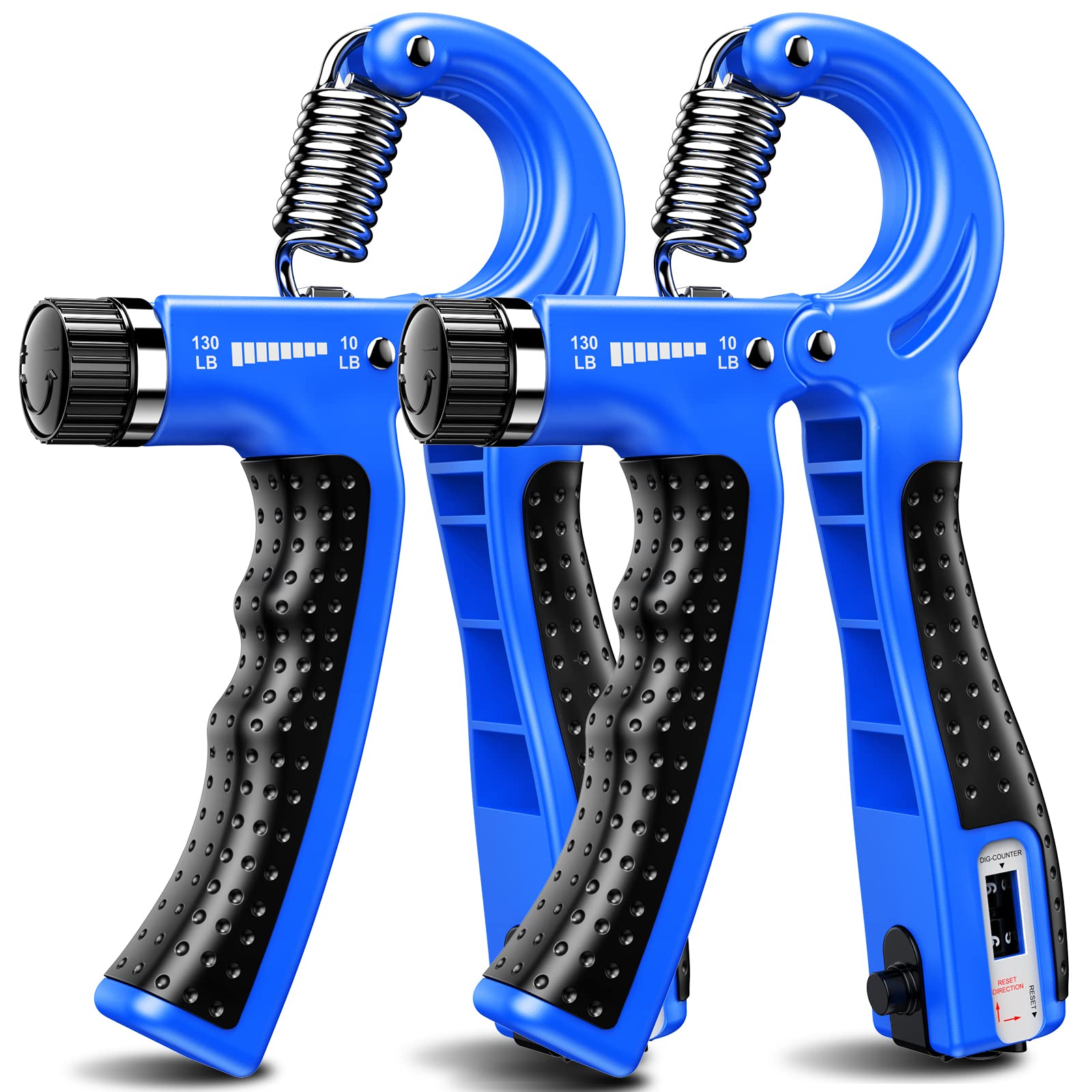 Kdg Hand Grip Strengthener 2 Pack(Blue) Adjustable Resistance 10-130 Lbs Forearm Exerciser,Grip Strength Trainer For Muscle Buil