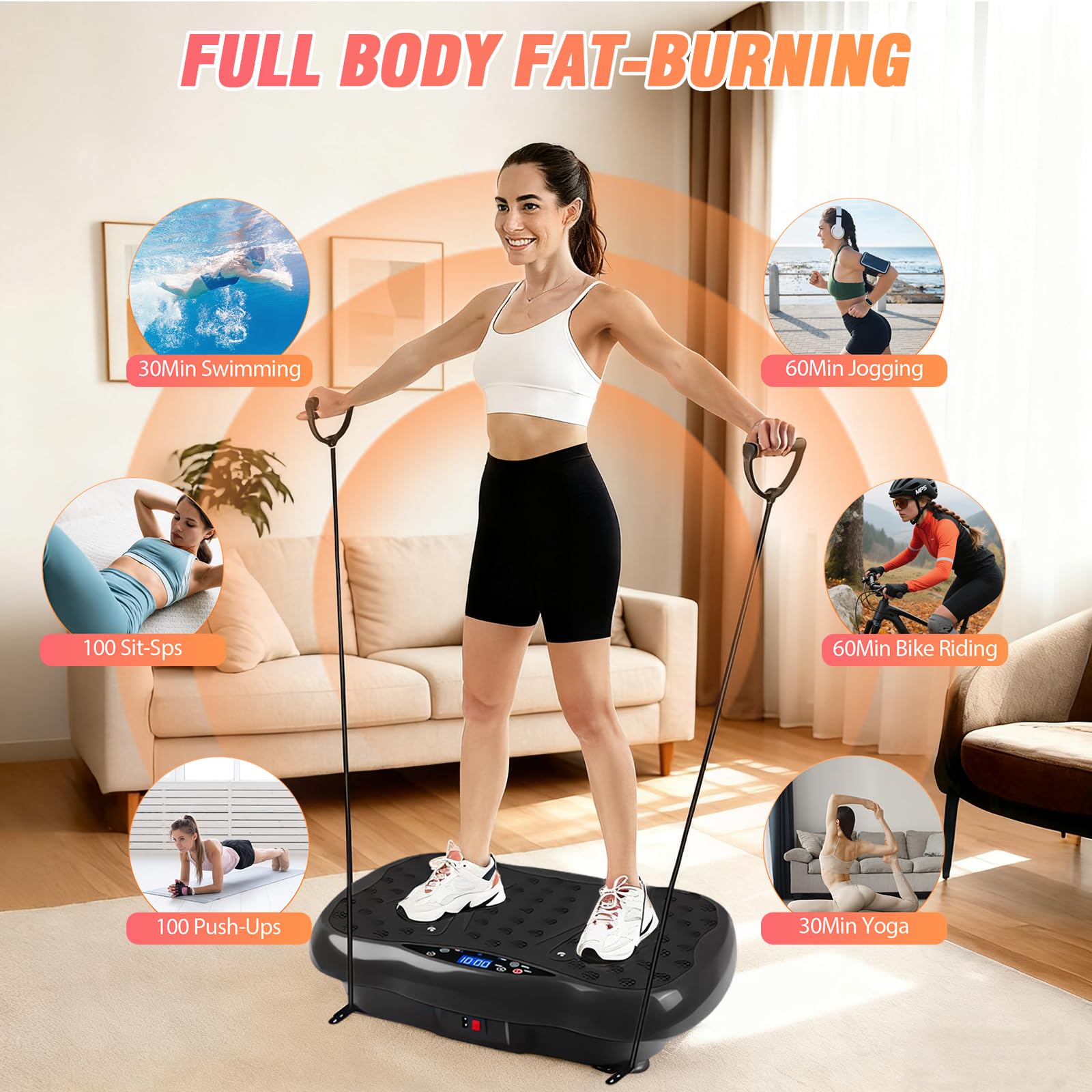 ALSO GO Vibration Plate Exercise Machine, 120-Level & 3 Workout Modes Vibration Board for Weight Loss/Lymphatic Drainage, 400lbs