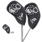 Caiobob Mytag Golf Iron Head Cover Wedge Headcover Set Black Synthetic Leather Skull Skeleton Irons Protector (10Pcs Iron Set(3,