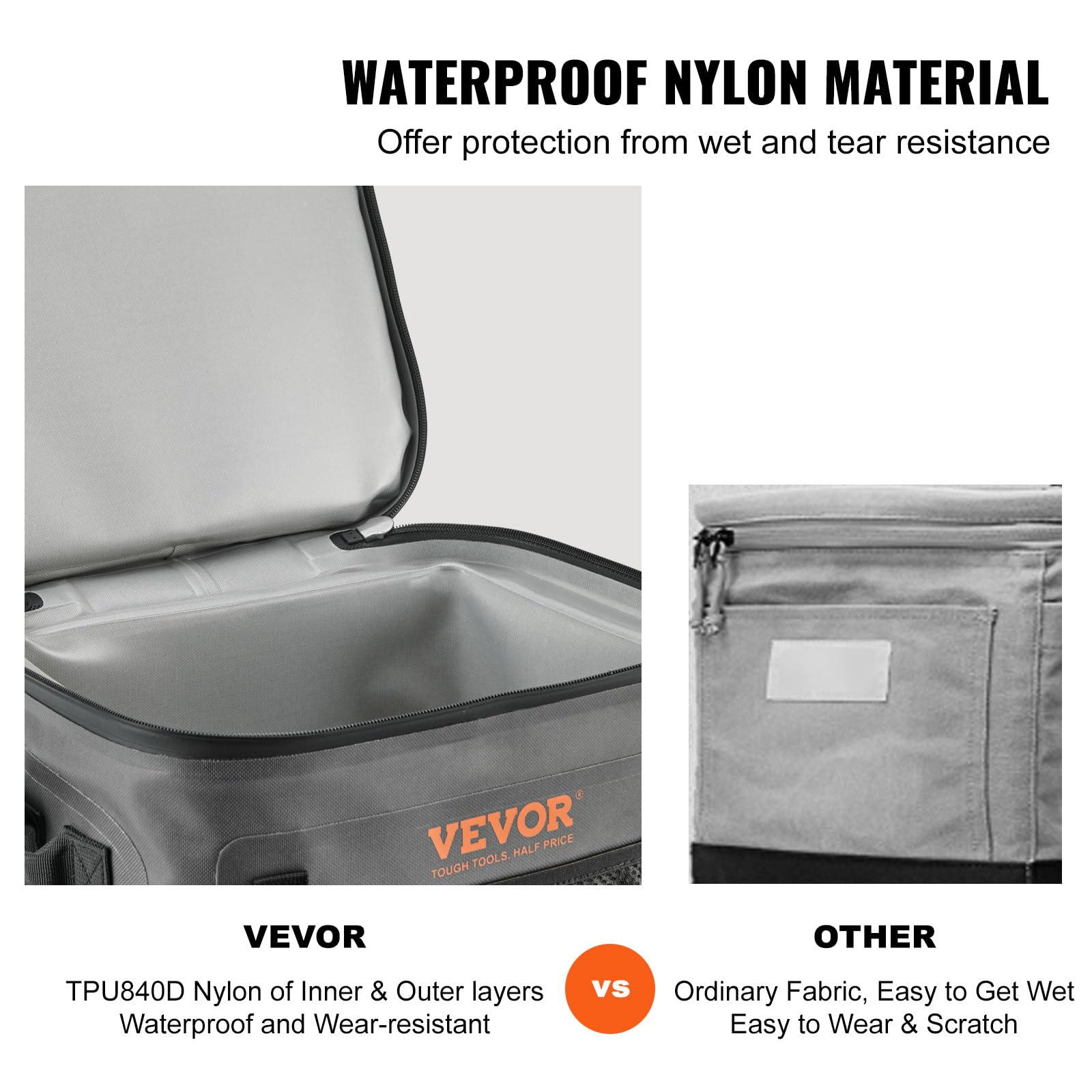 Vevor Soft Cooler 24 Cans Insulated Cooler Bag Leakproof Waterproof Lunch Soft Cooler Lightweight & Portable Cooler For Beach, H