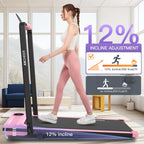 Ancheer Treadmill With Handle Bar, 3.0 Hp Foldable Walking Pad With 12% Incline, 320 Lbs Capacity-Portable Under Desk Folding Tr