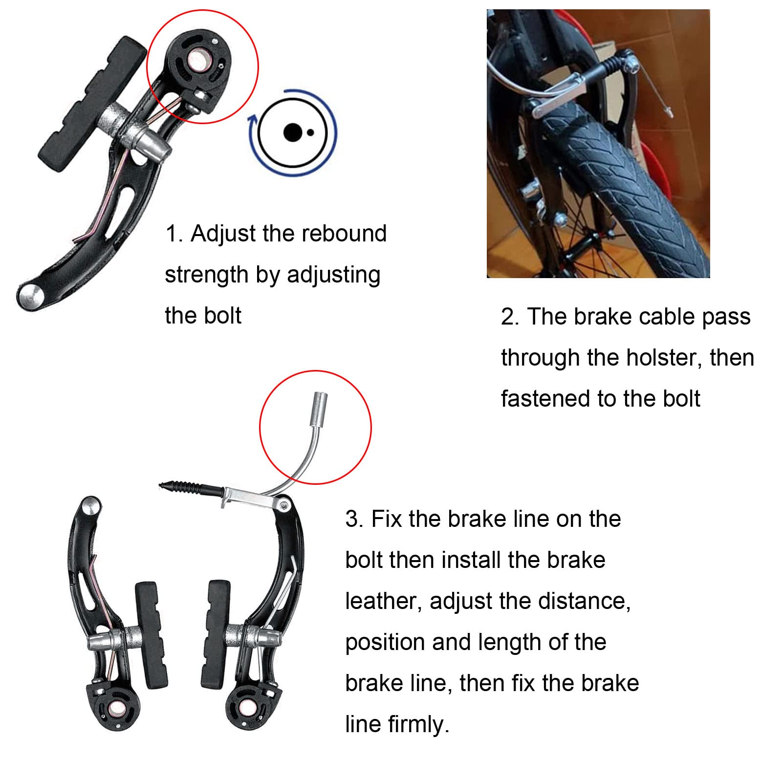 Lomodo 6 Pieces Bicycle Brake Accessories Including 2 Pack Aluminium Alloy?Brake Levers (2.2 Cm In Diameter) And 2 Pair V Brake
