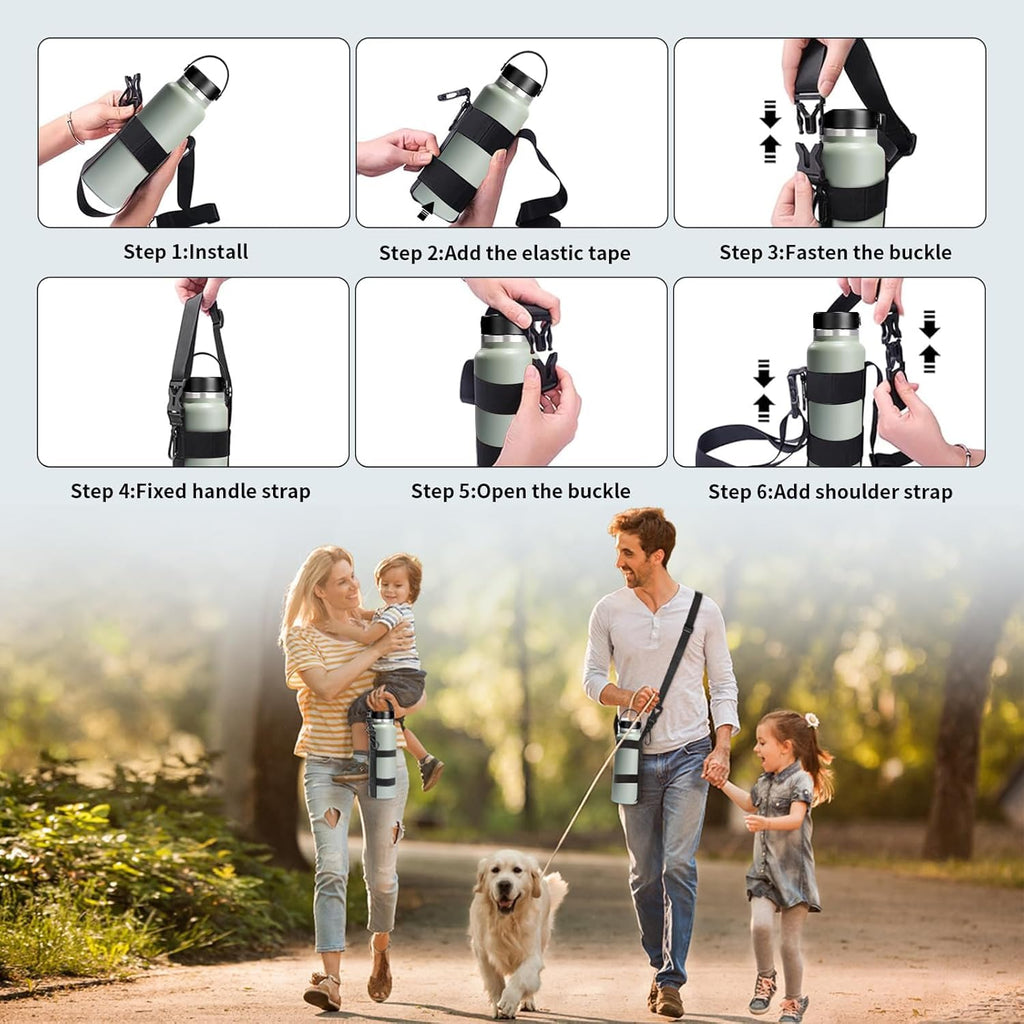 Water Bottle Holder Strap, For Owala Hydro Flask Iron Flask 16Oz/24Oz/32Oz/64 Oz Universal Water Bottles, With Carabiner, Hand F