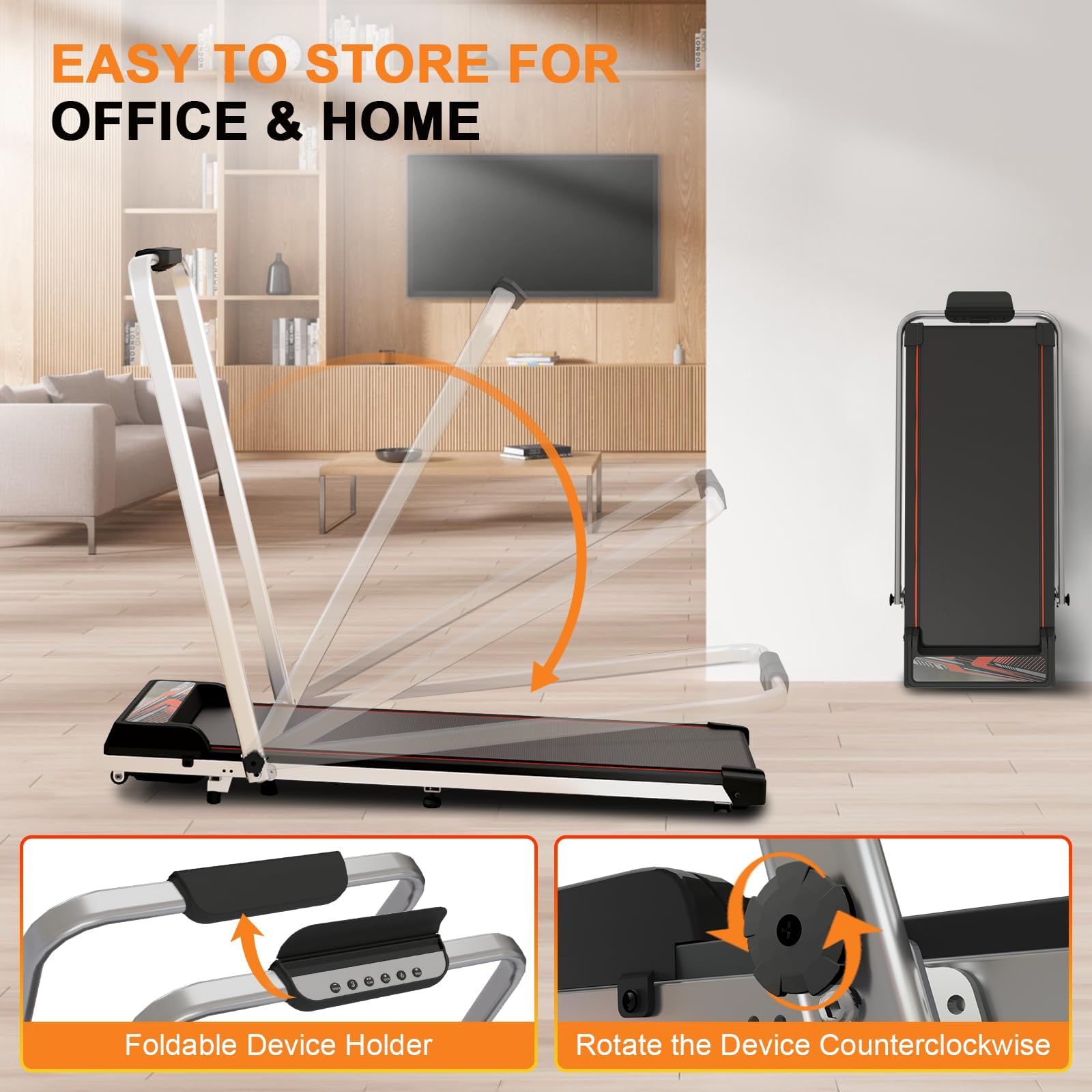 Sevobal Foldable Walking Pad Treadmill, Portable Under Desk Walking Pad With Incline Large Screen, Remote Control And App, Small