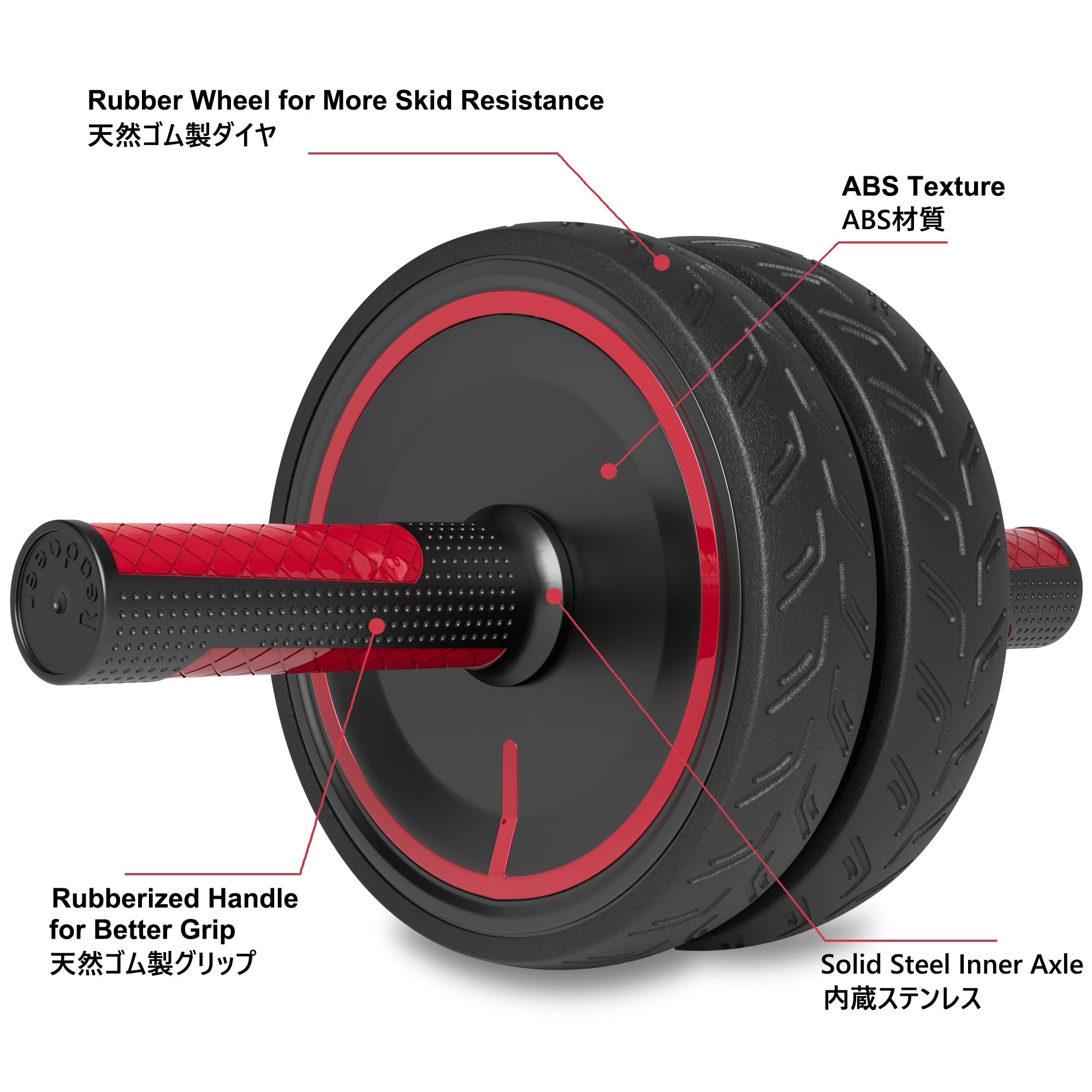 Readaeer Metal Handle Ab Roller Wheel With Knee Pad Abdominal Exercise For Home Gym Fitness Equipment