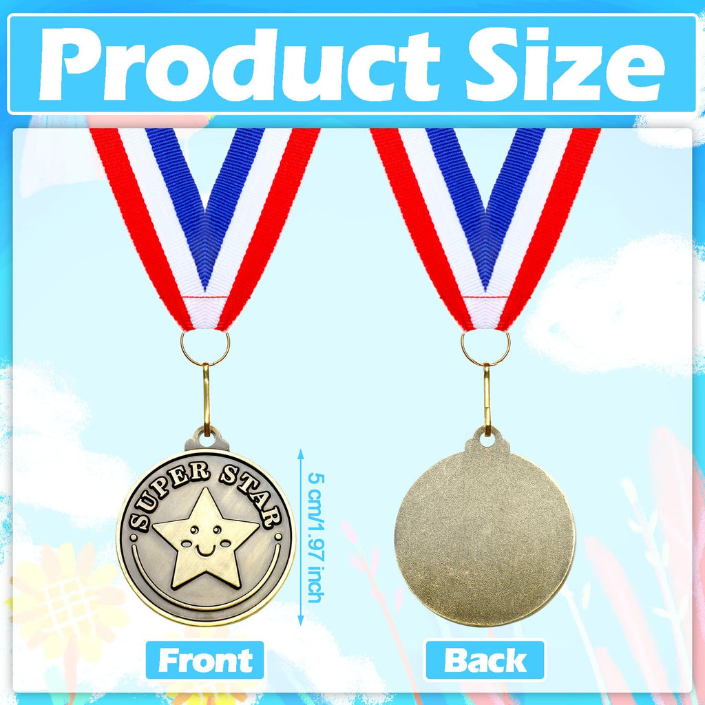Remuuly Super Star Award Medals Bulk 2 ' ' Gold Medals Award Medallion With Neck Ribbon Metal Trophy Prize Gift For Competition