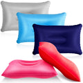 Maitys 5 Pieces Inflatable Travel Pillow Portable Compact Air Pillow Flocked Fabric Backpacking Pillow For Camping Hiking Home O