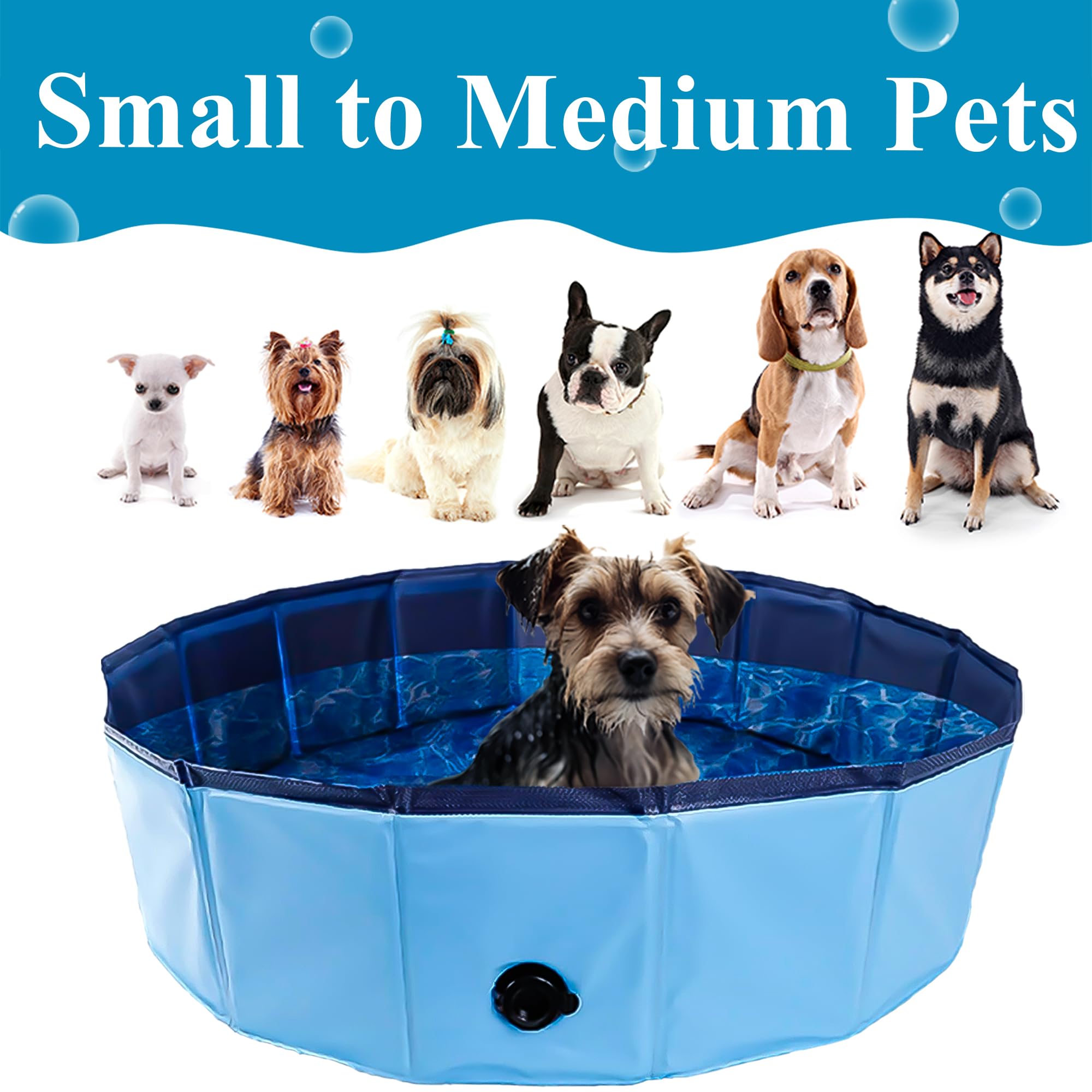 C Crystal Lemon Blue Foldable Pvc Swimming Pool - Versatile Dog Pool, Kiddie Pool, Kids Pool, Baby Pool, And Toddler Pool - 31.5