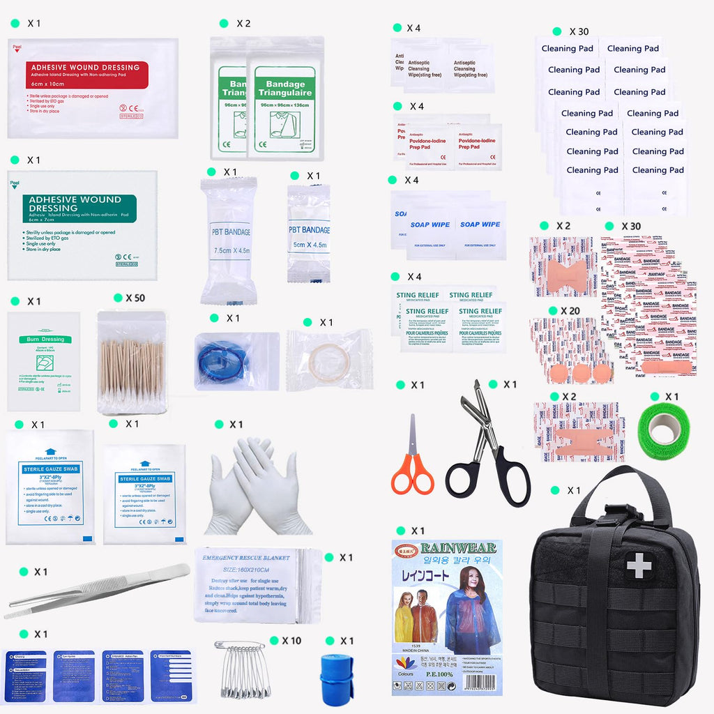 Carlebben Rip-Away Emt Pouch Molle Pouch Ifak Pouch Medical First Aid Kit Utility Pouch 1000D Nylon (With Medical Supplies)
