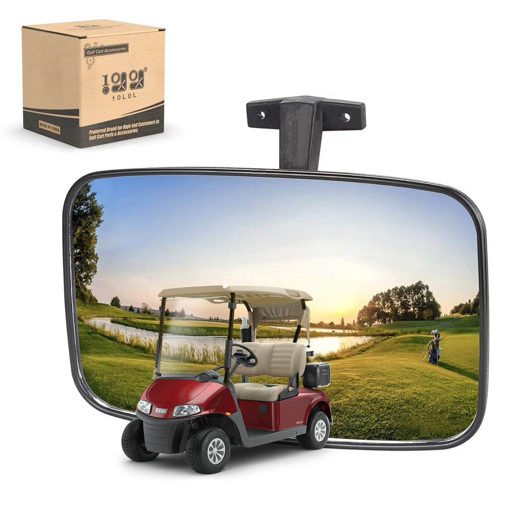 10L0L Golf Cart Mirror 9.5  7.5'' Large Radian Extra Wide Panoramic Golf Cart Rear View Mirror Black Fits For Yamaha Ezgo Club C