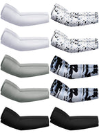 Hicarer 10 Pairs Sun Protection Arm Sleeves Cooling Sports Compression Athletic Sleeves For Basketball Running Cycling Golfing (