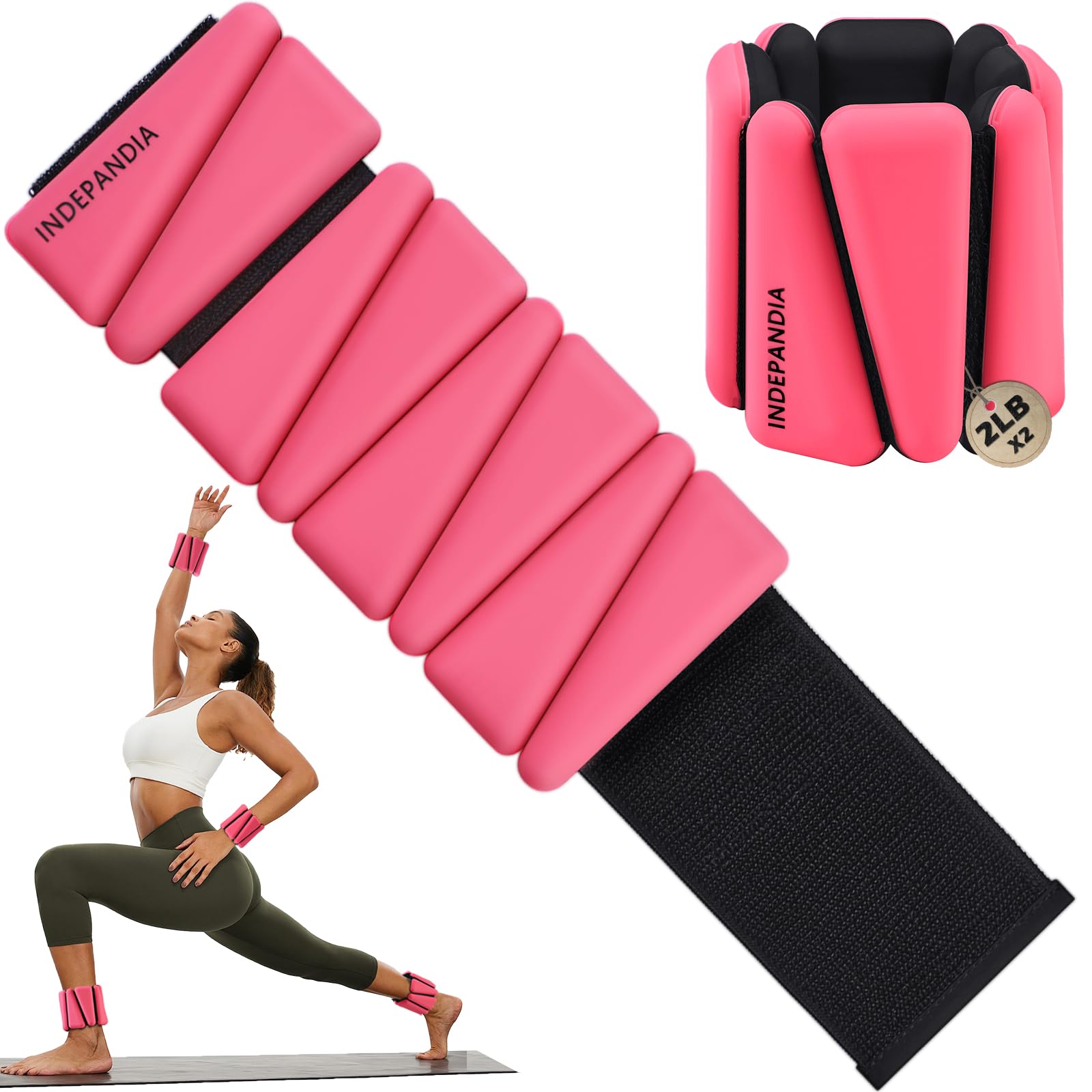 INDEPANDIA Wrist Ankle Weights for Women & Men, 4lbs Adjustable Weighted Bangles to Boost Calorie Burn & Strength, Arm & Leg Wei