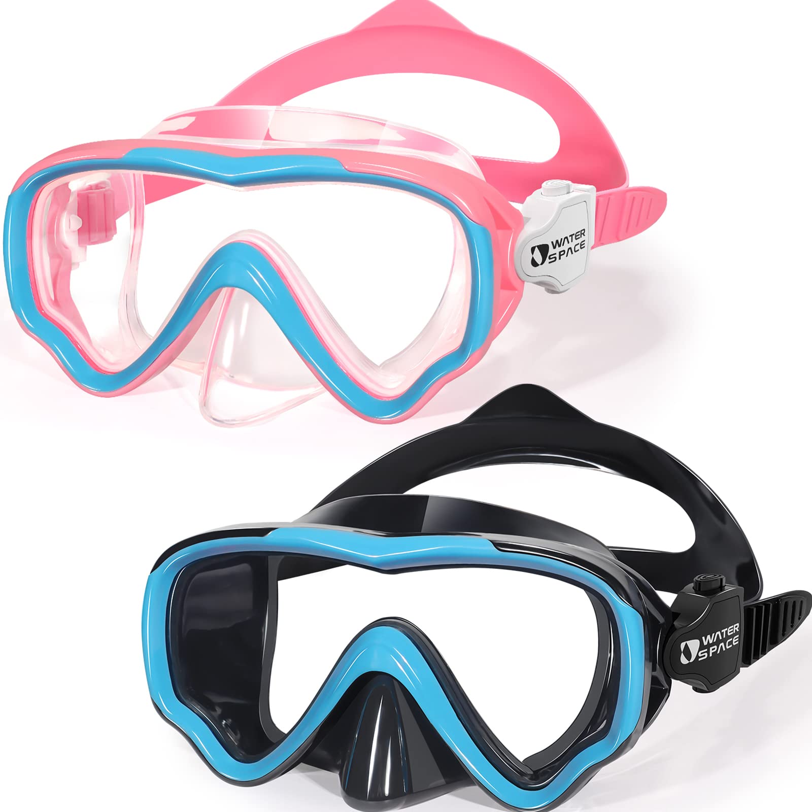 Water Space 2 Packs Swimming Goggles Swim Googles For Kids Toddler Girls Boys Youth 6-14 3-6 4-7, Swimming Goggles With Nose Cov