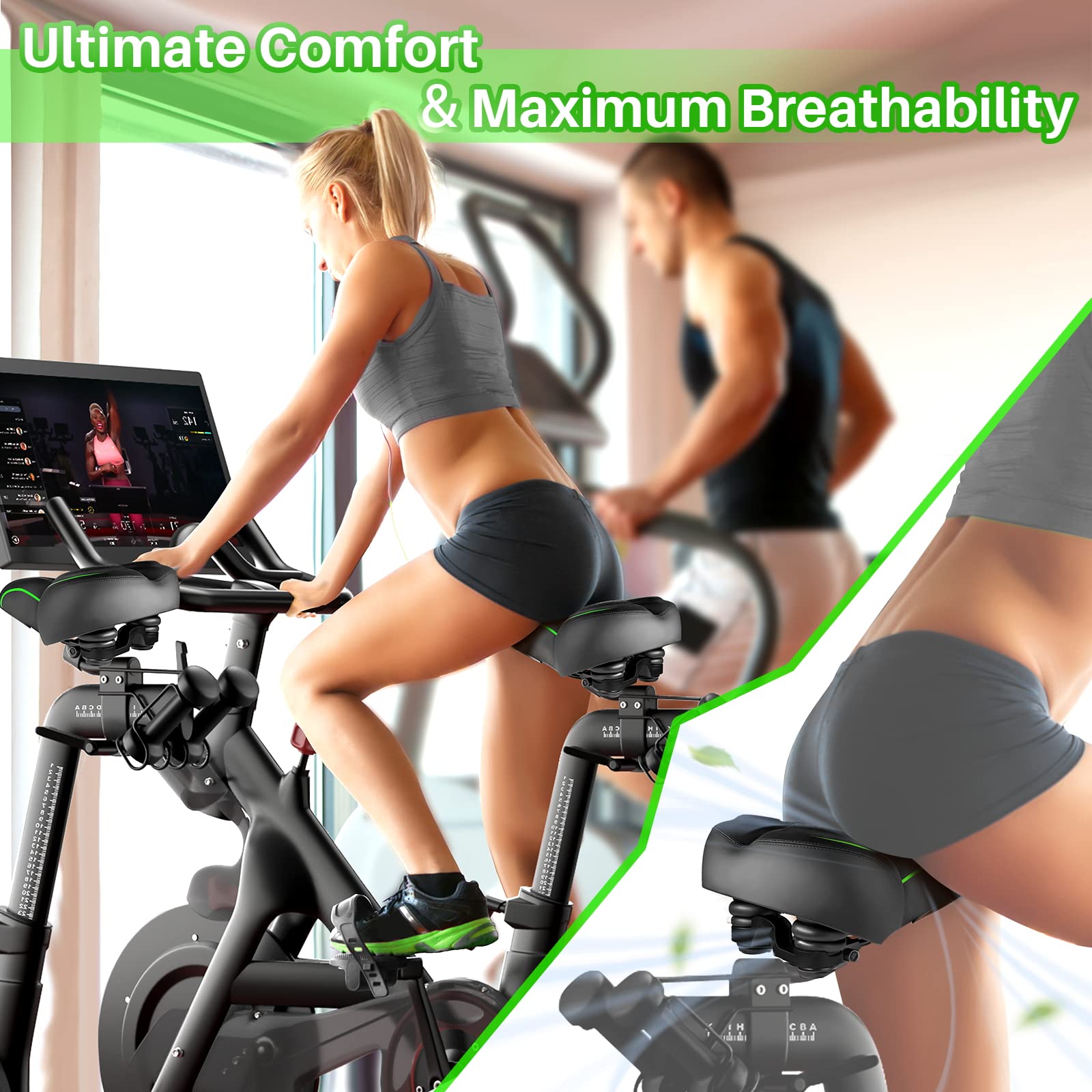Oversized Bike Seat For Peloton Bike & Bike+, Comfort Seat Cushion Compatible With Peloton, Spin Bike, Road Or Exercise Bikes, B