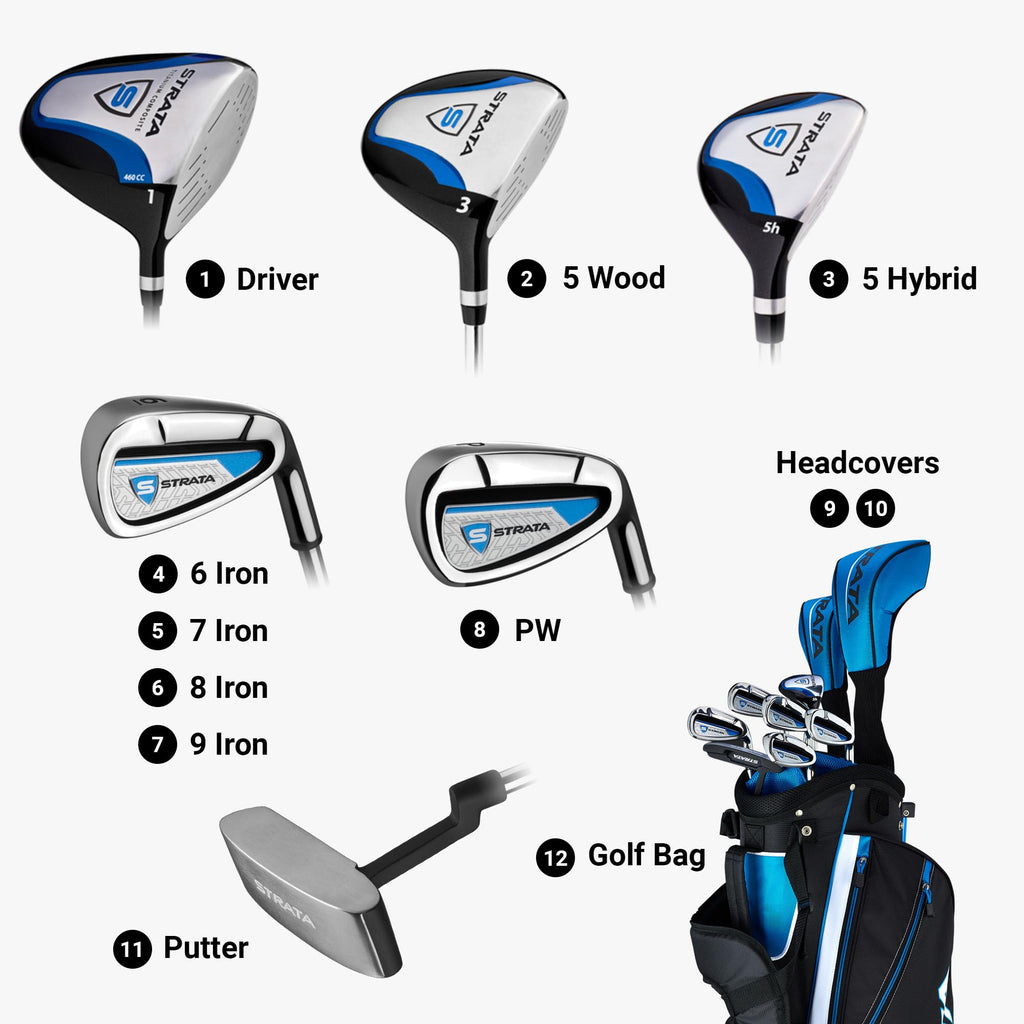 Callaway Golf Men'S Strata Complete 12 Piece Package Set (Left Hand, Blue)
