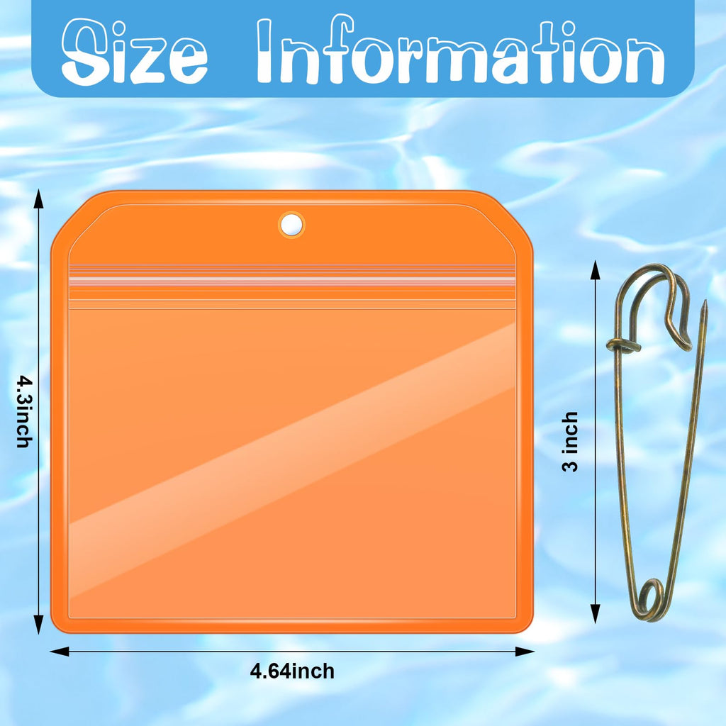 Geyee 6 Pack Fishing Hunting License Holder Waterproof Fluorescent Orange Id Holder With 6 Bronze Safety Pins Heavy Duty For Lic