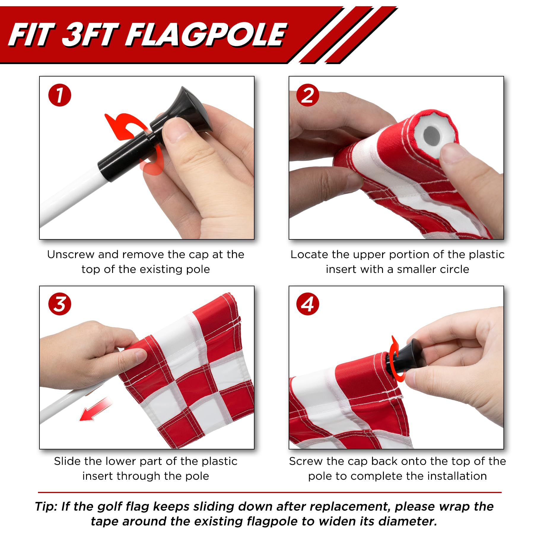 Kingtop Checkered Golf Flag 8X6 Inch - Mixed Color, 420D Nylon, Tube Inserted - Mini Practice Putting Green Flags For Yard, 6-Pa