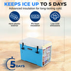 Serenelife 25 Quart Portable Cooler Box - Lightweight Heavy-Duty Travel Ice Cooler With 2-Way Handles, Drain - 5 Days Ice Retent
