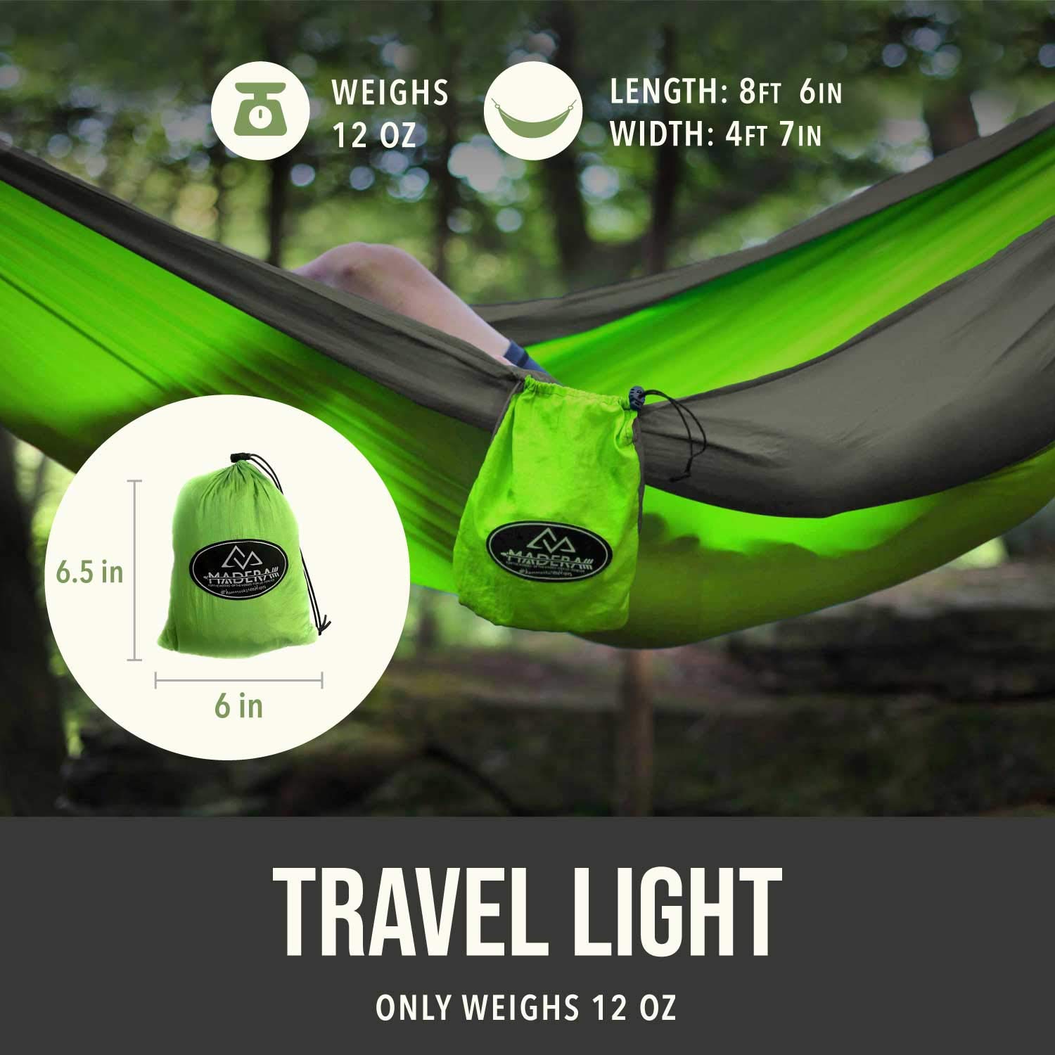 Madera Outdoor Hammocks - Camping Hammock For Outdoors, Backpacking & Camping Gear - Portable Hammock For Travel, Outdoors - Tre