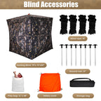 Hunting Blind 300D See Through Ground Blinds With Carrying Bag, 2-3 Person 270 Degree 2 Doors Pop Up Deer Blind Portable Camoufl