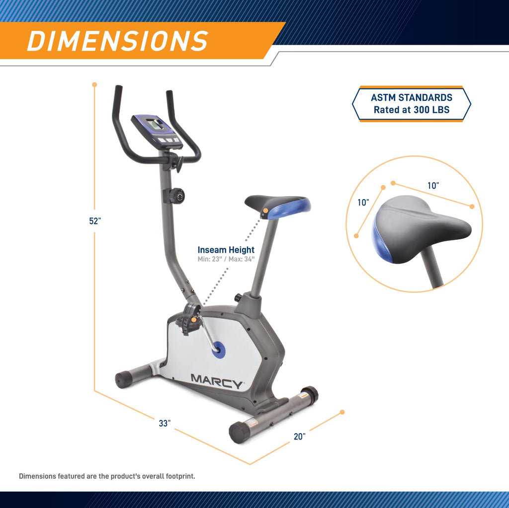Marcy Upright Exercise Bike With Adjustable Seat And 8 Magnetic Resistance Preset Levels Ns-1201U,Black/Grey/Silver