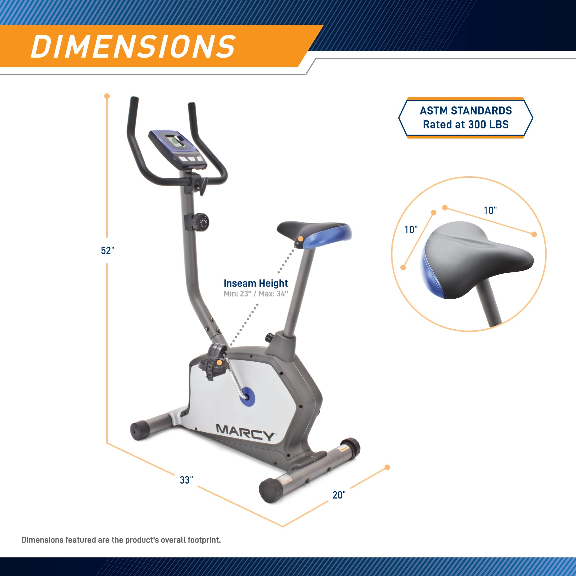 Marcy Upright Exercise Bike With Adjustable Seat And 8 Magnetic Resistance Preset Levels Ns-1201U,Black/Grey/Silver