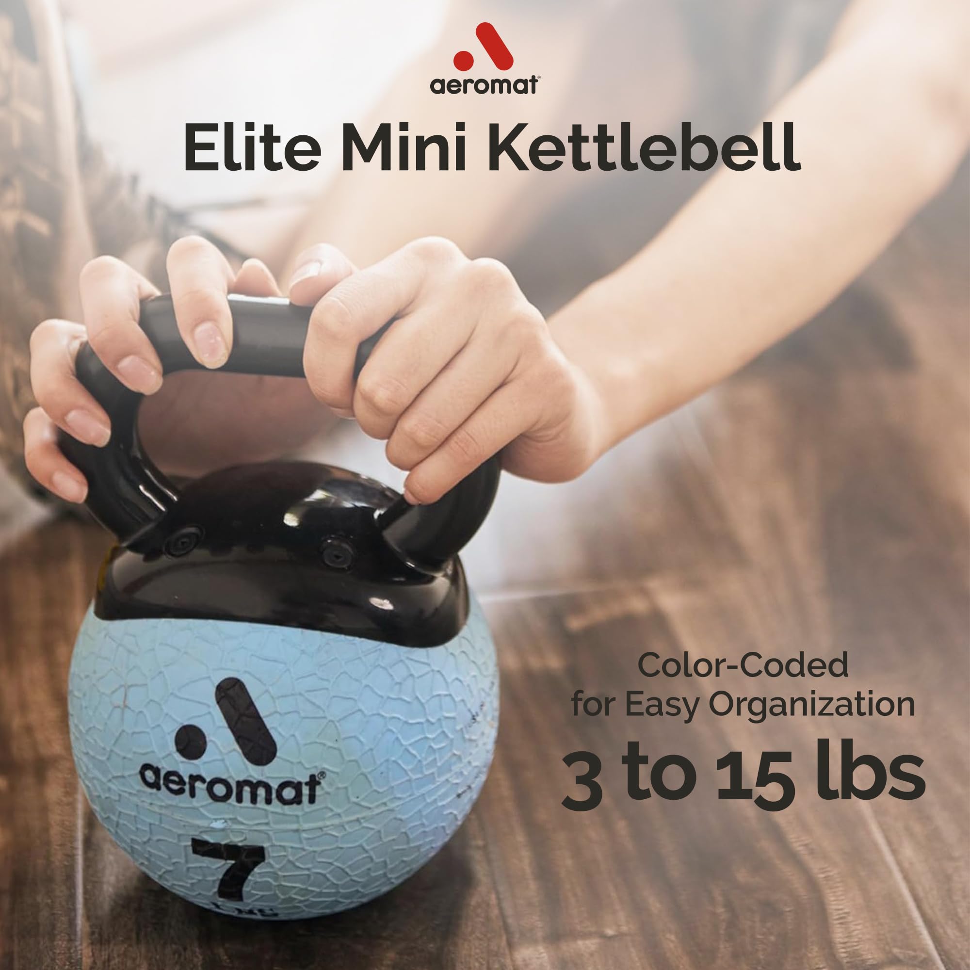 Aeromat Elite Mini Kettlebell Medicine Ball - 15 Lb Kettlebell Weight Balls For Exercise, 6'' Dia Weighted Exercise Ball, Streng