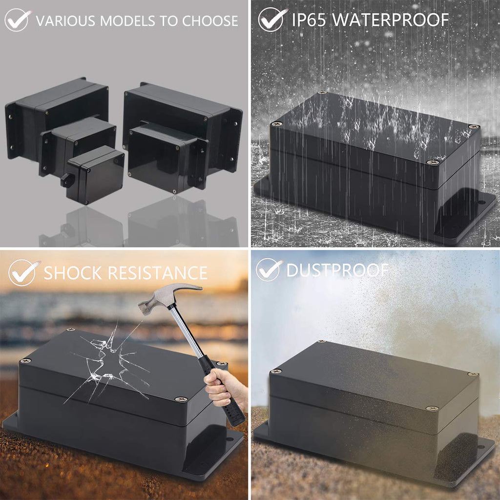 Junction Box, Zulkit Project Box Waterproof Dustproof Ip65 Abs Universal Electrical Boxes Enclosure With Fixed Ear Black 630 X 4
