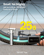 HOTO Mini Bike Tire Pump, 25s Fast Inflate Bicycle Pump with Guage, 150PSI Portable Electric Bike Air Pump with Presta and Schra
