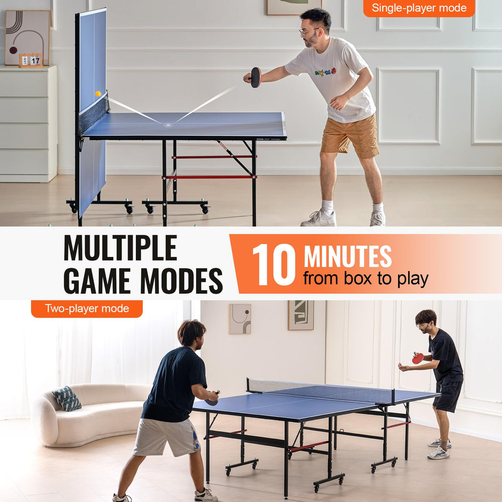 Vevor Ping Pong Table, Professional Table Tennis Game, Indoor Mdf Portable Table Tennis Table, Foldable Ping Pong Table With Qui