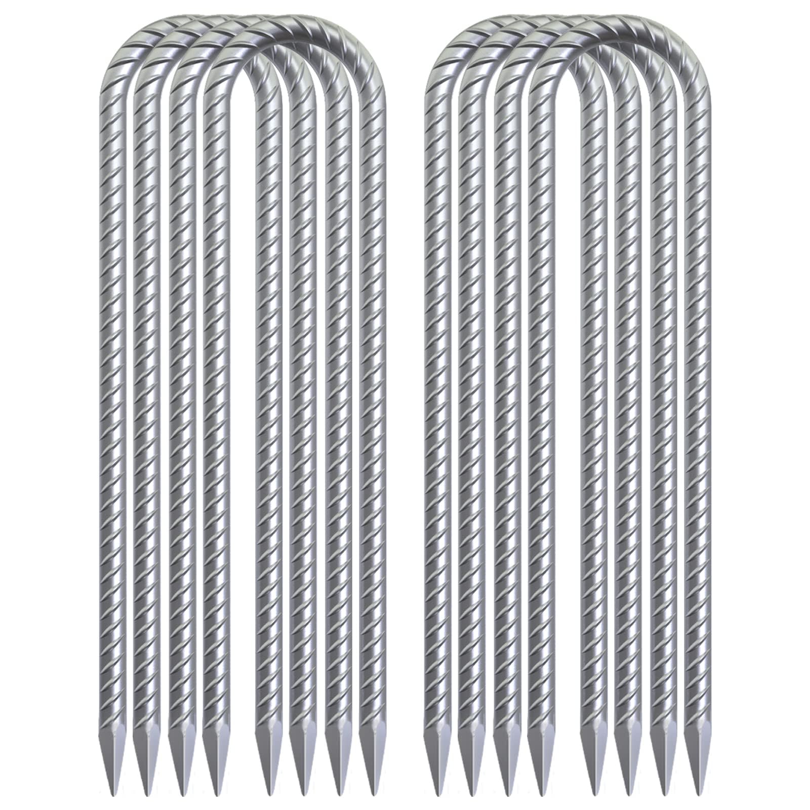 Ok5Star 8-Pack Trampoline Wind Stakes 16 Inch U Shaped Rebar Ground Stakes Galvanized Ground Anchors For Trampoline Security
