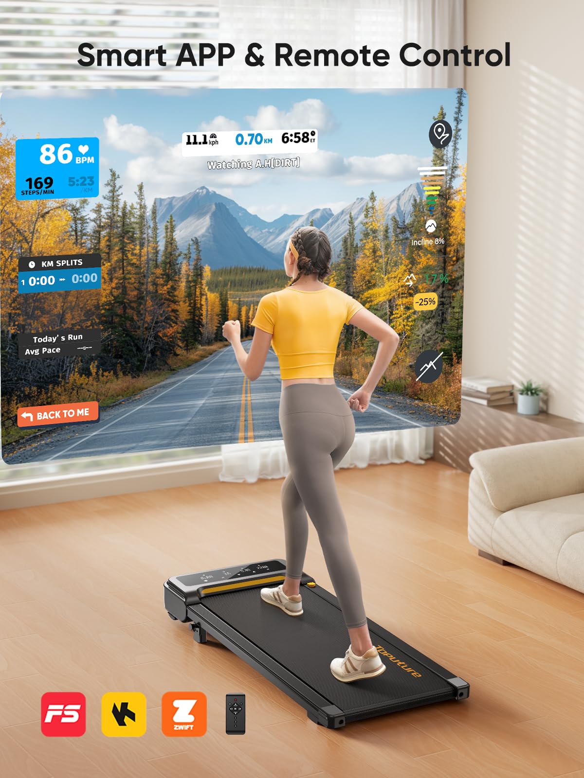 Walking Pad With Incline, Under Desk Treadmill, Portable Treadmills For Home/Office, 2.5Hp Walking Jogging Running Machine 300 L