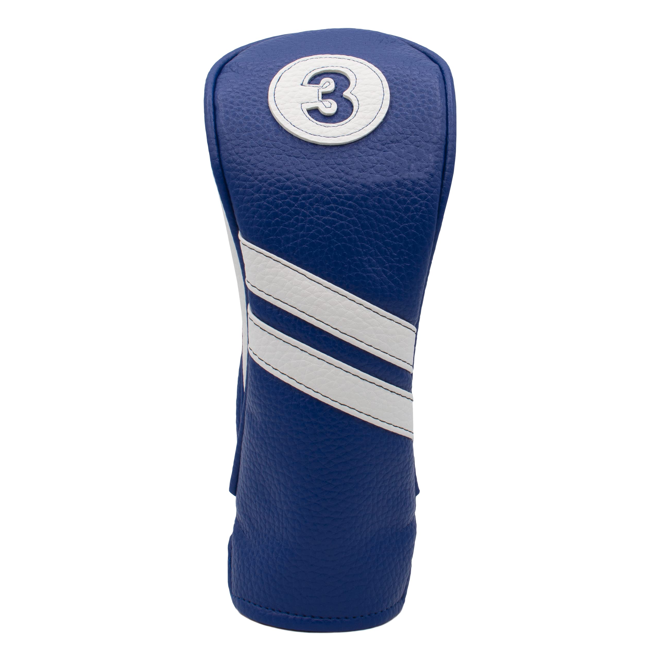Proactive Sports Vintage Golf Club Head Covers For Fairway Woods| 3 Wood Headcover | Classic Leather Look | Navy/White