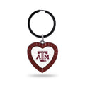 Rico Industries Ncaa Texas A&M Aggies Ncaa Rhinestone Heart Colored Keychain, Maroon, 3-Inches In Length