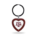 Rico Industries Ncaa Texas A&M Aggies Ncaa Rhinestone Heart Colored Keychain, Maroon, 3-Inches In Length