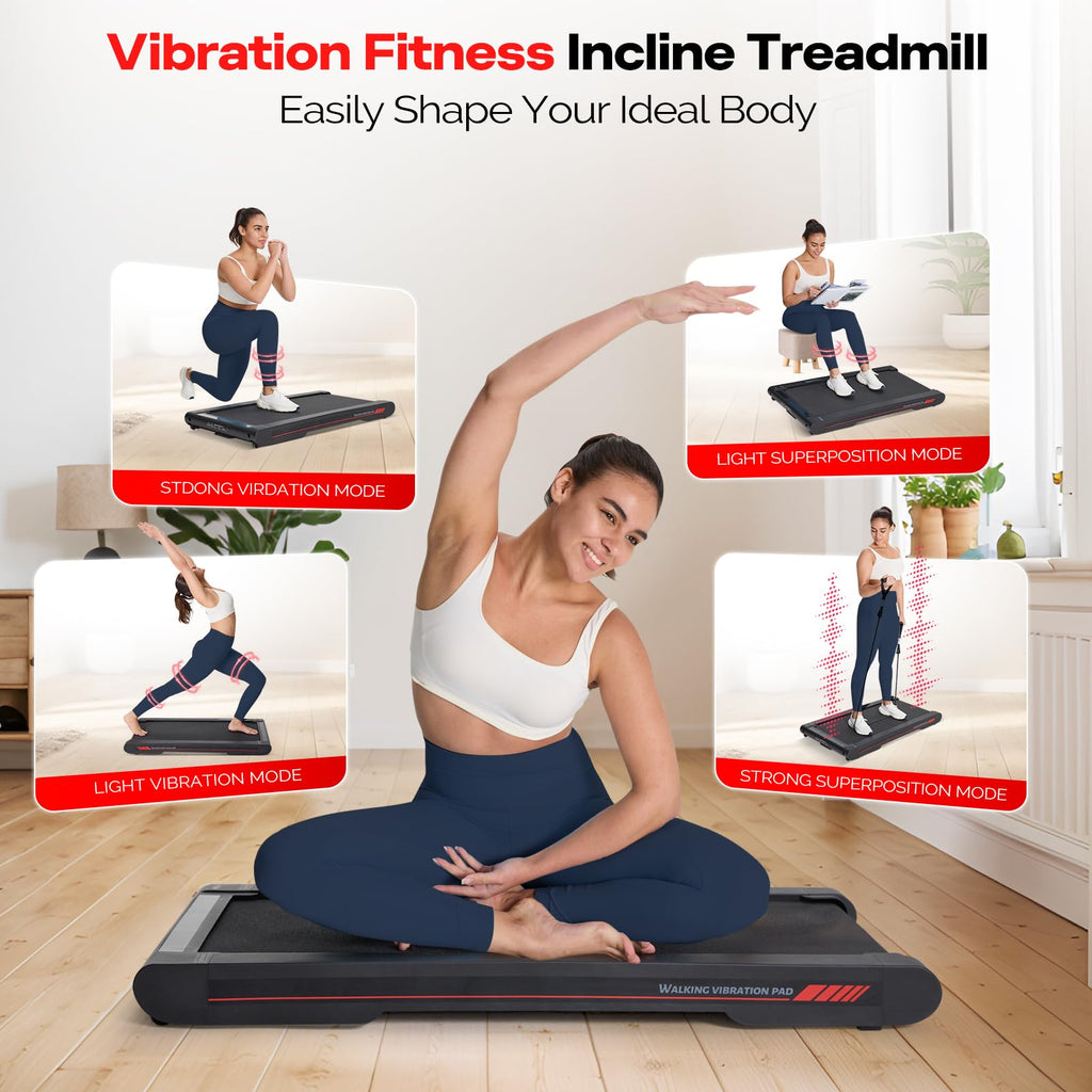 Sperax Walking Vibration Pad with Manual Incline,Under Desk Treadmill for Home,4 in 1 Vibration Plate Exercise Machine with APP,