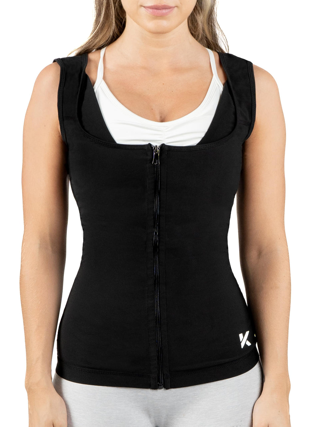 Kewlioo Women'S Heat Trapping Zipper Sweat Enhancing Vest - Comfortable Sauna Suit Shirt Jacket Vest - Sweat Compression Top Sha