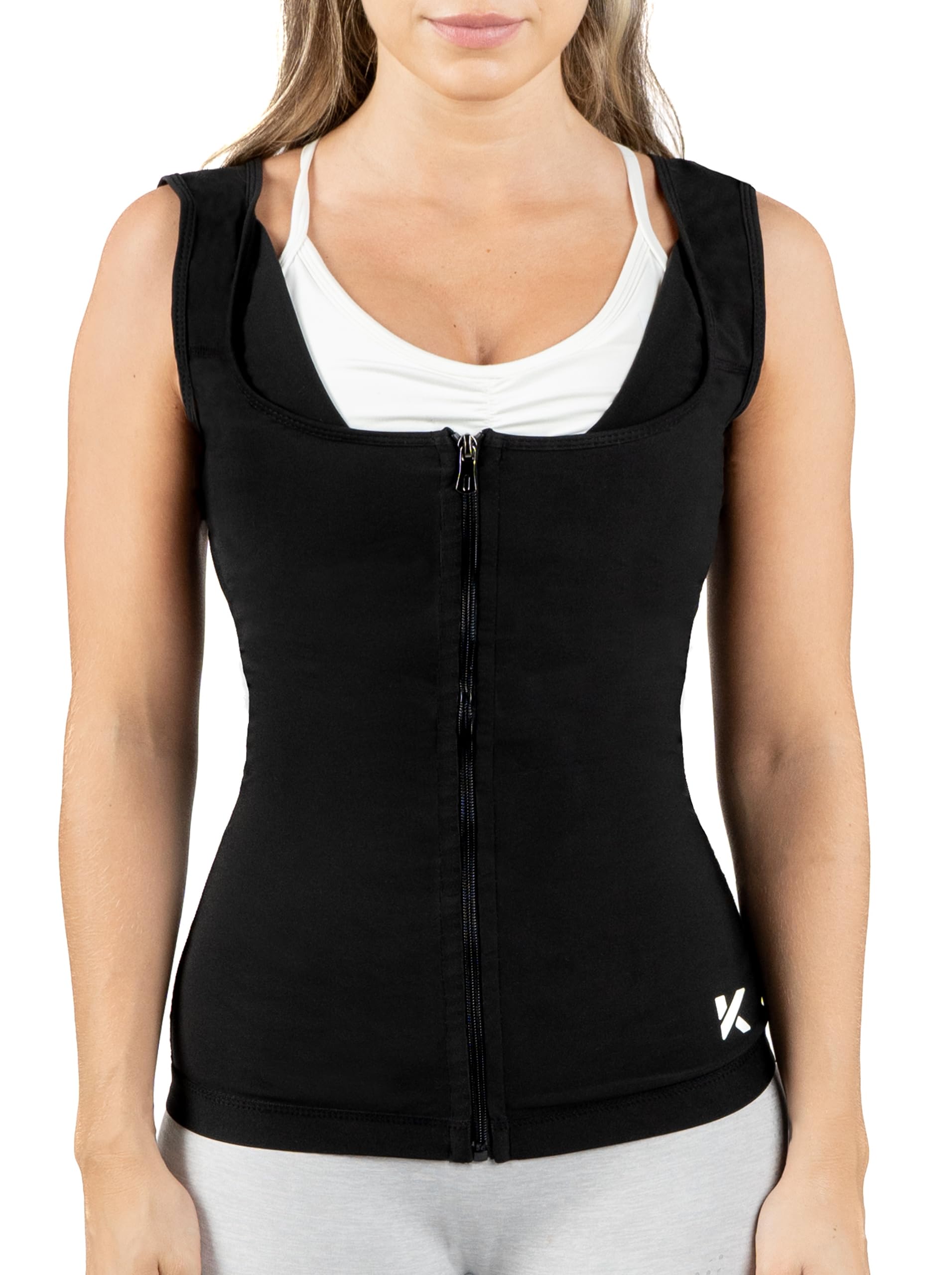 Kewlioo Women'S Heat Trapping Zipper Sweat Enhancing Vest - Comfortable Sauna Suit Shirt Jacket Vest - Sweat Compression Top Sha