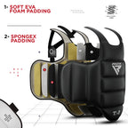 Rdx Boxing Chest Guard Reversible, Kickboxing Mma Muay Thai Body Protector, Sparring Training Punching, Adjustable Shield, Marti