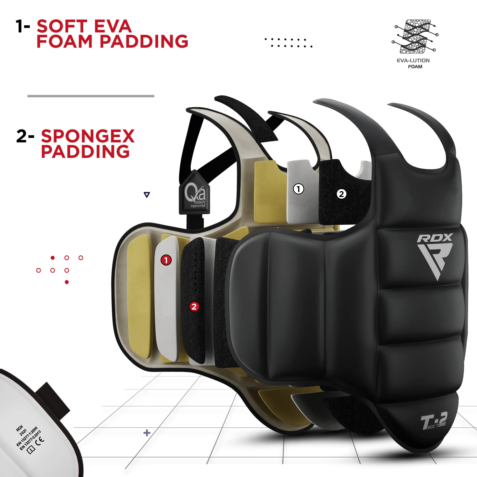 Rdx Boxing Chest Guard Reversible, Kickboxing Mma Muay Thai Body Protector, Sparring Training Punching, Adjustable Shield, Marti