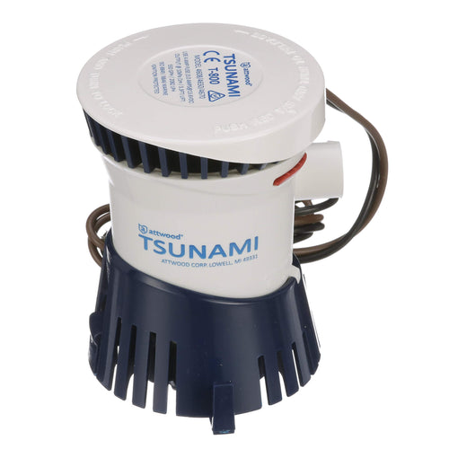 Attwood 4608-7 Tsunami T800 Bilge Pump, 800 Gph, 12-Volt, Barbed -Inch Diameter Outlet, 29-Inch Wire